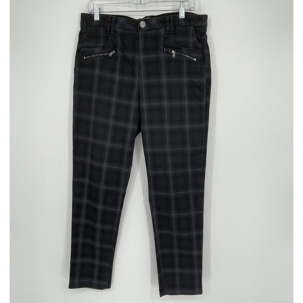 Democracy Women's Black Plaid Ab Technology Tummy Control Skinny Pants Size 12